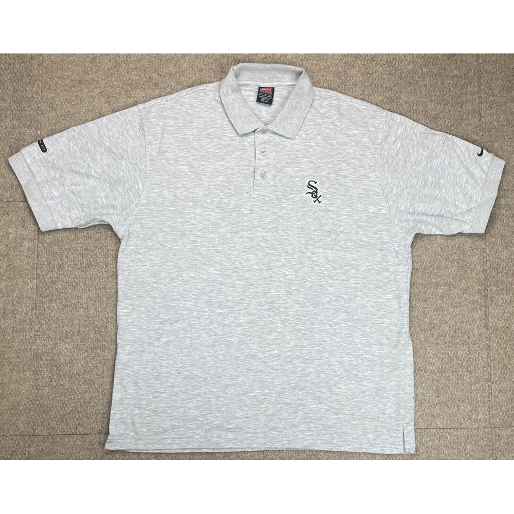 Nike Team MLB Chicago White Sox Men's Gray Short Sleeve Polo Shirt Size Large